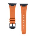For Apple Watch Series 9 45mm Loners Liquid Silicone Watch Band(Black Orange)