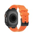 For Apple Watch Series 7 45mm Loners Liquid Silicone Watch Band(Black Orange)