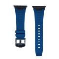 For Apple Watch SE 44mm Loners Liquid Silicone Watch Band(Black Midnight Blue)