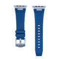 For Apple Watch SE 44mm Loners Liquid Silicone Watch Band(Silver Midnight Blue)