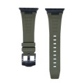 For Apple Watch Series 3 42mm Loners Liquid Silicone Watch Band(Black Green)