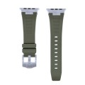 For Apple Watch Series 3 42mm Loners Liquid Silicone Watch Band(Titanium Green)