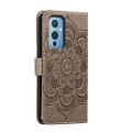 For OnePlus 9 Sun Mandala Embossing Pattern Phone Leather Case(Grey)