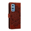 For OnePlus 9 Sun Mandala Embossing Pattern Phone Leather Case(Brown)