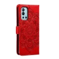 For OnePlus 9R Sun Mandala Embossing Pattern Phone Leather Case(Red)