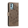 For OnePlus 9R Sun Mandala Embossing Pattern Phone Leather Case(Grey)