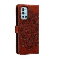 For OnePlus 9R Sun Mandala Embossing Pattern Phone Leather Case(Brown)