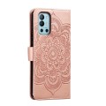 For OnePlus 9R Sun Mandala Embossing Pattern Phone Leather Case(Rose Gold)
