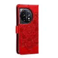 For OnePlus 11 Sun Mandala Embossing Pattern Phone Leather Case(Red)