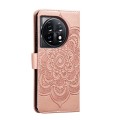 For OnePlus 11 Sun Mandala Embossing Pattern Phone Leather Case(Rose Gold)
