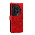 For OnePlus 12 Sun Mandala Embossing Pattern Phone Leather Case(Red)