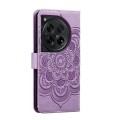 For OnePlus 12 Sun Mandala Embossing Pattern Phone Leather Case(Purple)