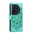 For OnePlus 12 Sun Mandala Embossing Pattern Phone Leather Case(Green)