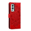 For OnePlus Nord 2 5G Sun Mandala Embossing Pattern Phone Leather Case(Red)