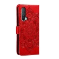 For OnePlus Nord CE 5G Sun Mandala Embossing Pattern Phone Leather Case(Red)
