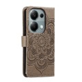 For Xiaomi Redmi Note 13 Pro 4G Sun Mandala Embossing Pattern Phone Leather Case(Grey)