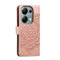 For Xiaomi Redmi Note 13 Pro 4G Sun Mandala Embossing Pattern Phone Leather Case(Rose Gold)