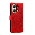 For Xiaomi Redmi Note 13 4G Sun Mandala Embossing Pattern Phone Leather Case(Red)