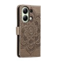 For Xiaomi Redmi Note 13 4G Sun Mandala Embossing Pattern Phone Leather Case(Grey)