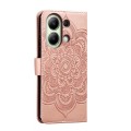 For Xiaomi Redmi Note 13 4G Sun Mandala Embossing Pattern Phone Leather Case(Rose Gold)