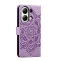 For Xiaomi Redmi Note 13 4G Sun Mandala Embossing Pattern Phone Leather Case(Purple)