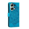 For Xiaomi Redmi Note 13 4G Sun Mandala Embossing Pattern Phone Leather Case(Blue)