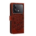 For Xiaomi Redmi Note 13R Pro Sun Mandala Embossing Pattern Phone Leather Case(Brown)
