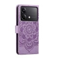 For Xiaomi Redmi Note 13R Pro Sun Mandala Embossing Pattern Phone Leather Case(Purple)