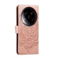 For Xiaomi 14 Ultra Sun Mandala Embossing Pattern Phone Leather Case(Rose Gold)