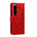 For Sony Xperia 1 III Sun Mandala Embossing Pattern Phone Leather Case(Red)