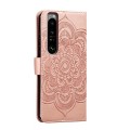 For Sony Xperia 1 III Sun Mandala Embossing Pattern Phone Leather Case(Rose Gold)