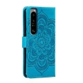 For Sony Xperia 1 III Sun Mandala Embossing Pattern Phone Leather Case(Blue)