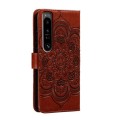 For Sony Xperia 1 IV Sun Mandala Embossing Pattern Phone Leather Case(Brown)