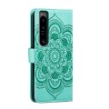 For Sony Xperia 1 IV Sun Mandala Embossing Pattern Phone Leather Case(Green)