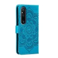 For Sony Xperia 1 V Sun Mandala Embossing Pattern Phone Leather Case(Blue)