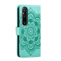 For Sony Xperia 1 V Sun Mandala Embossing Pattern Phone Leather Case(Green)