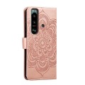 For Sony Xperia 5 III Sun Mandala Embossing Pattern Phone Leather Case(Rose Gold)