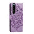 For Sony Xperia 5 III Sun Mandala Embossing Pattern Phone Leather Case(Purple)