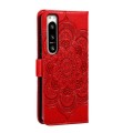 For Sony Xperia 5 IV Sun Mandala Embossing Pattern Phone Leather Case(Red)