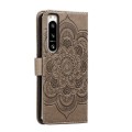 For Sony Xperia 5 IV Sun Mandala Embossing Pattern Phone Leather Case(Grey)