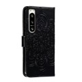 For Sony Xperia 5 IV Sun Mandala Embossing Pattern Phone Leather Case(Black)