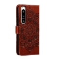 For Sony Xperia 5 IV Sun Mandala Embossing Pattern Phone Leather Case(Brown)