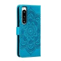 For Sony Xperia 5 IV Sun Mandala Embossing Pattern Phone Leather Case(Blue)