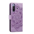 For Sony Xperia 10 III Sun Mandala Embossing Pattern Phone Leather Case(Purple)