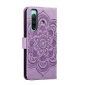For Sony Xperia 10 IV Sun Mandala Embossing Pattern Phone Leather Case(Purple)