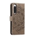 For Sony Xperia 10 V Sun Mandala Embossing Pattern Phone Leather Case(Grey)