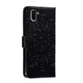 For Sharp Aquos R2 Sun Mandala Embossing Pattern Phone Leather Case(Black)