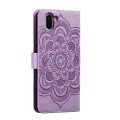 For Sharp Aquos R2 Sun Mandala Embossing Pattern Phone Leather Case(Purple)