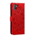 For Sharp Aquos R3 Sun Mandala Embossing Pattern Phone Leather Case(Red)
