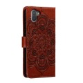 For Sharp Aquos R3 Sun Mandala Embossing Pattern Phone Leather Case(Brown)